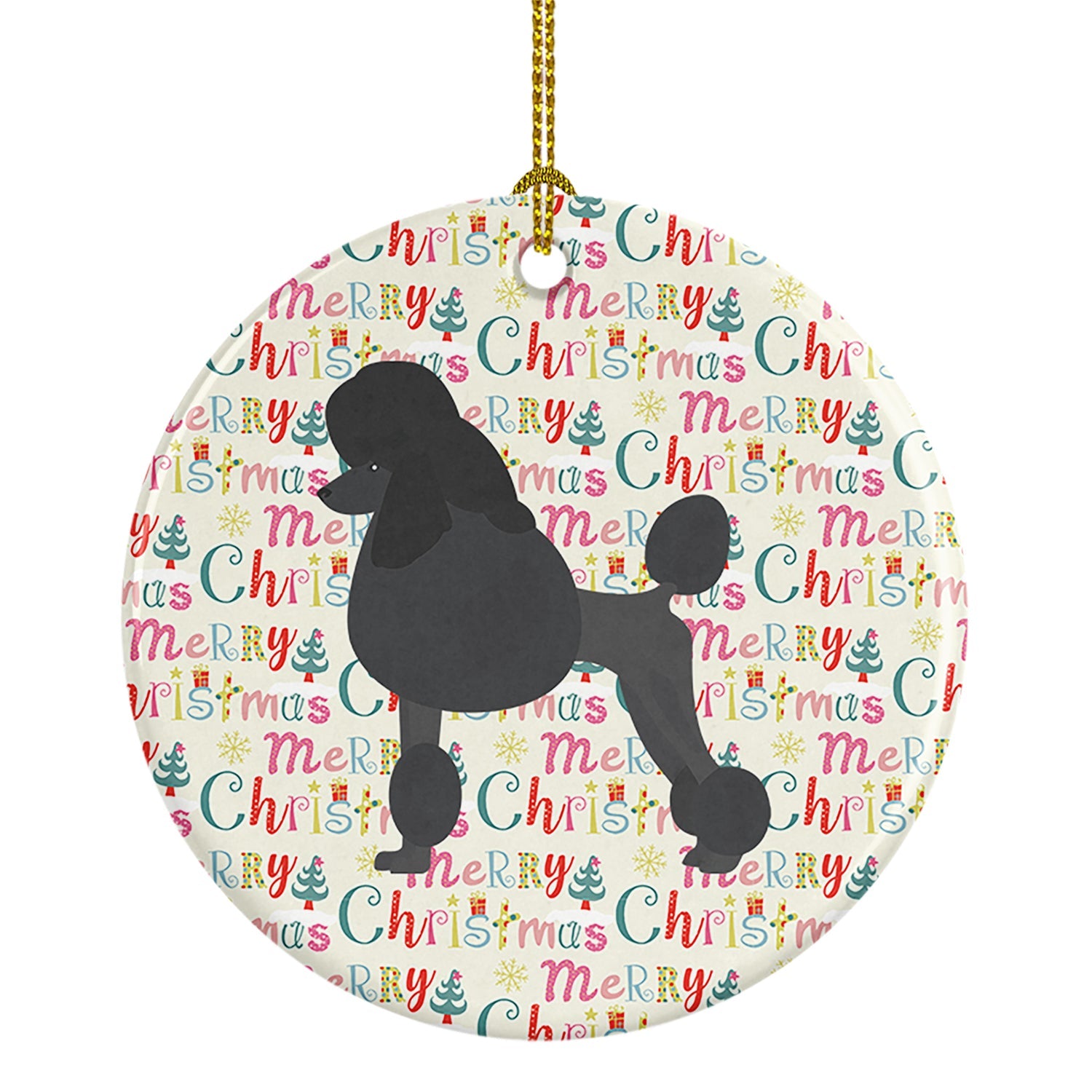 Standard Poodle Merry Christmas Ceramic Ornament