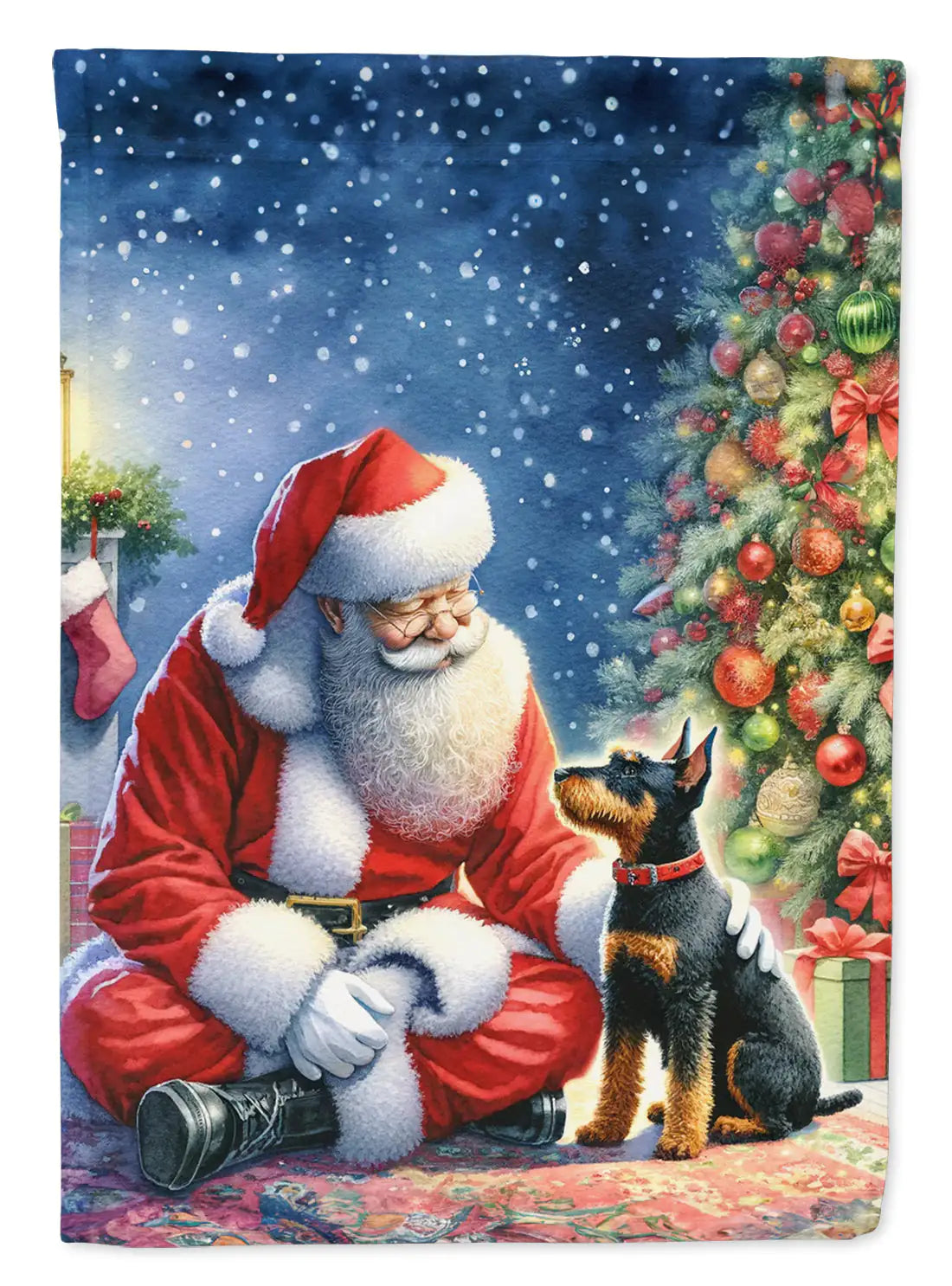 Manchester Terrier and Santa Claus Garden Flag