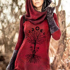 Vintage Moon Tree Print Hoodie for Women | Streetwear