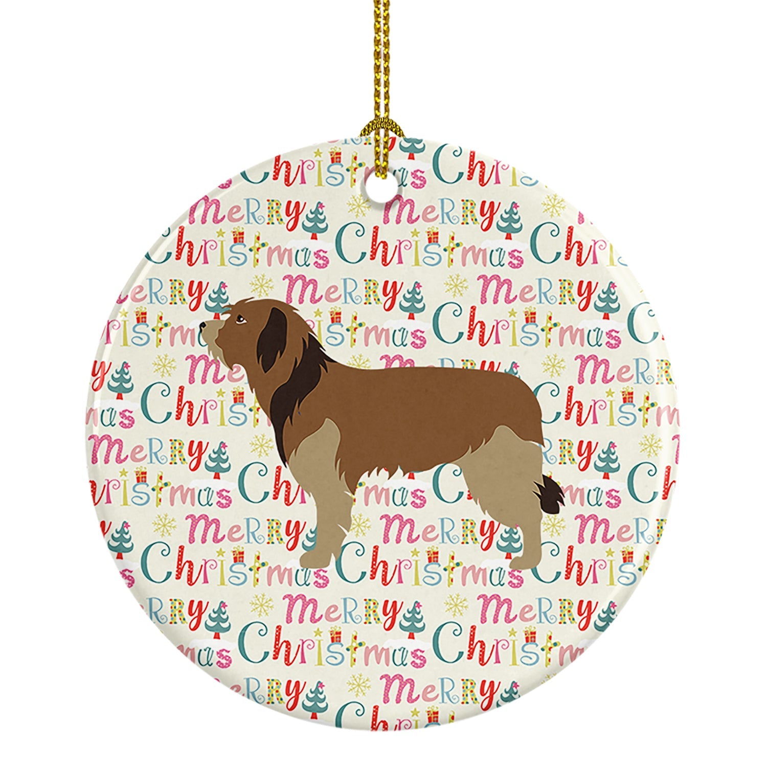 Catalan Sheepdog Merry Christmas Ceramic Ornament