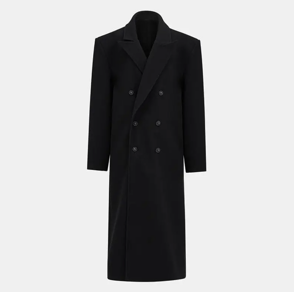Wool Blend Suit Collar Long Coat