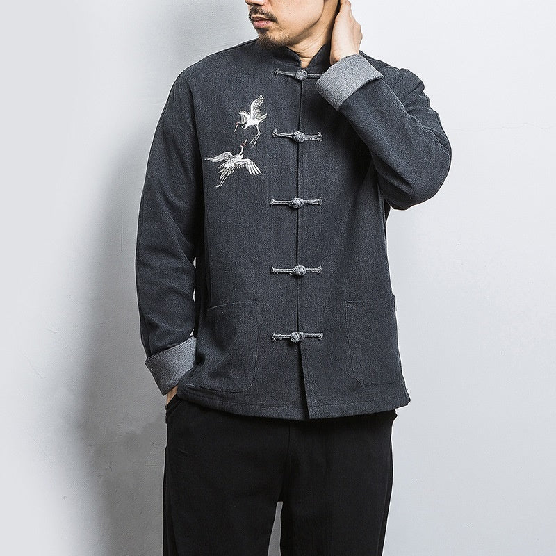 Men's Traditional Chinese Tangzhuang Jacket with Collar