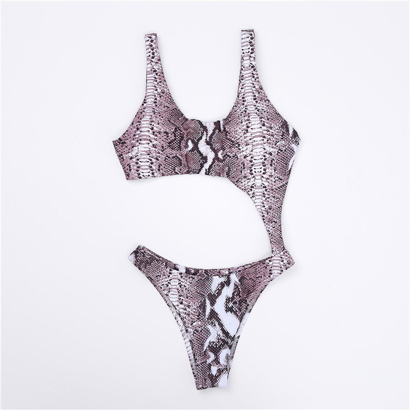 Sexy Snake Print One-Piece Bikini for Women