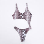 Sexy Snake Print One-Piece Bikini for Women