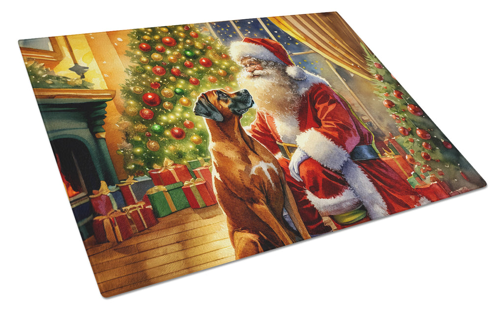 Rhodesian Ridgeback and Santa Claus Glass Cutting Board