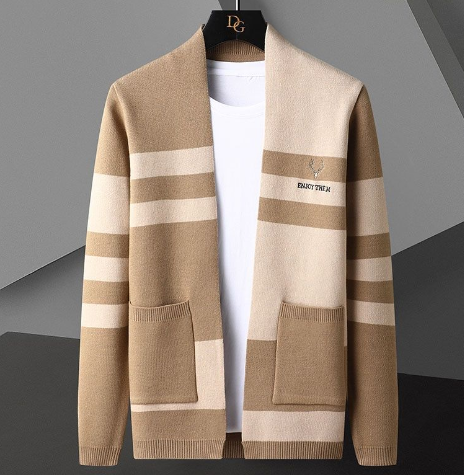 Men's Long Sleeve Knit Cardigan - Korean Style Fashion