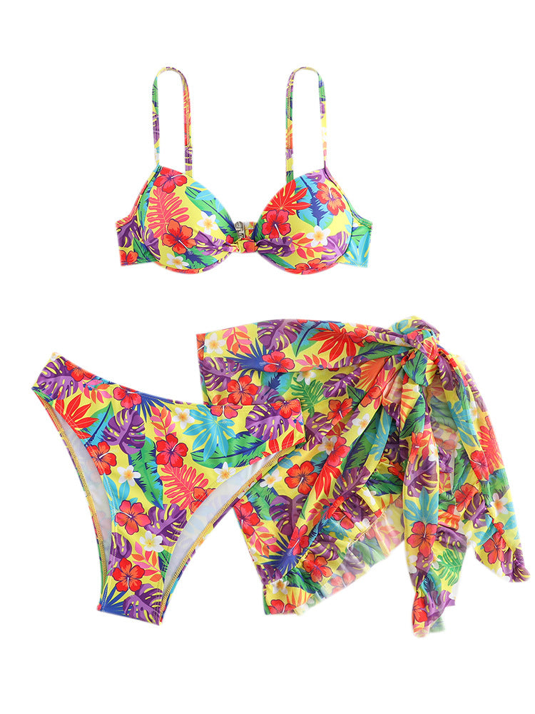 2023 Summer Women's Bikini Set with Mesh Skirt (3 Pieces)