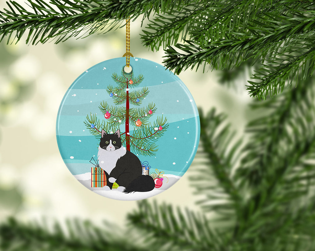 Siberian Forest Cat Christmas Ceramic Ornament