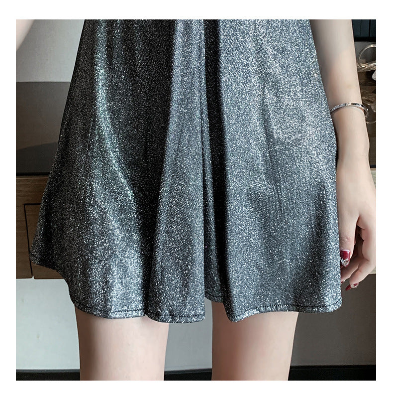 Sexy Low-Cut Sequin Dress with Spaghetti Straps