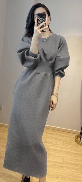Solid Color Cocktail Dress with French Style Sweatshirt | Streetwear