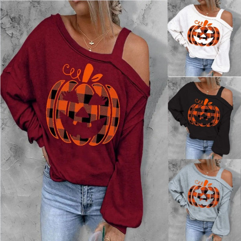 Halloween Christmas Pumpkin Print Women's Thin Sweater