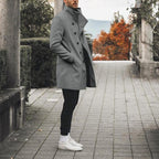Men's Mid-Length Stand-Up Collar Wool Trench Coat