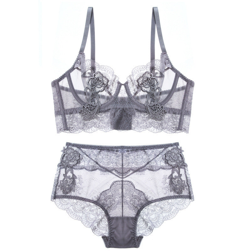 French Summer Sexy Lace Thin Lingerie Set for Women