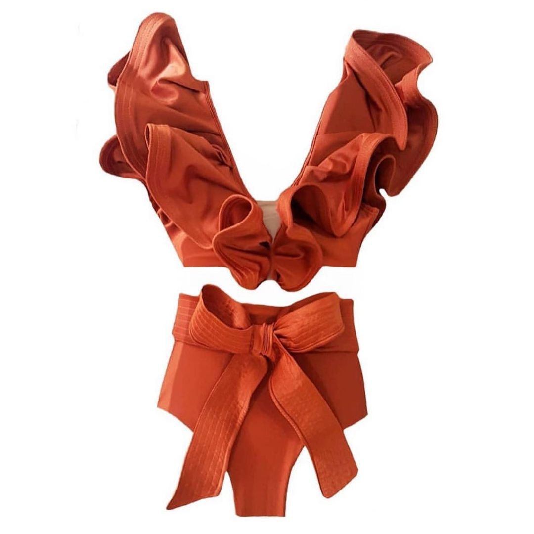 2024 Women's Solid Color Ruffle Bikini Swimsuit