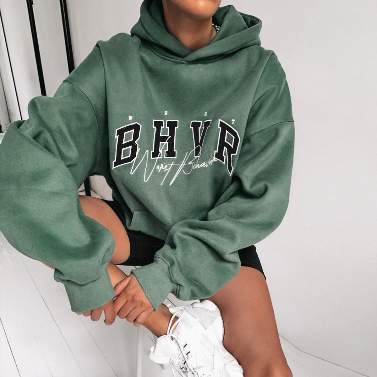 Game Letter Print Plush Warm Long-Sleeve Sweater