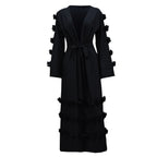 Three-Dimensional Floral Lace-Up Loose Cardigan