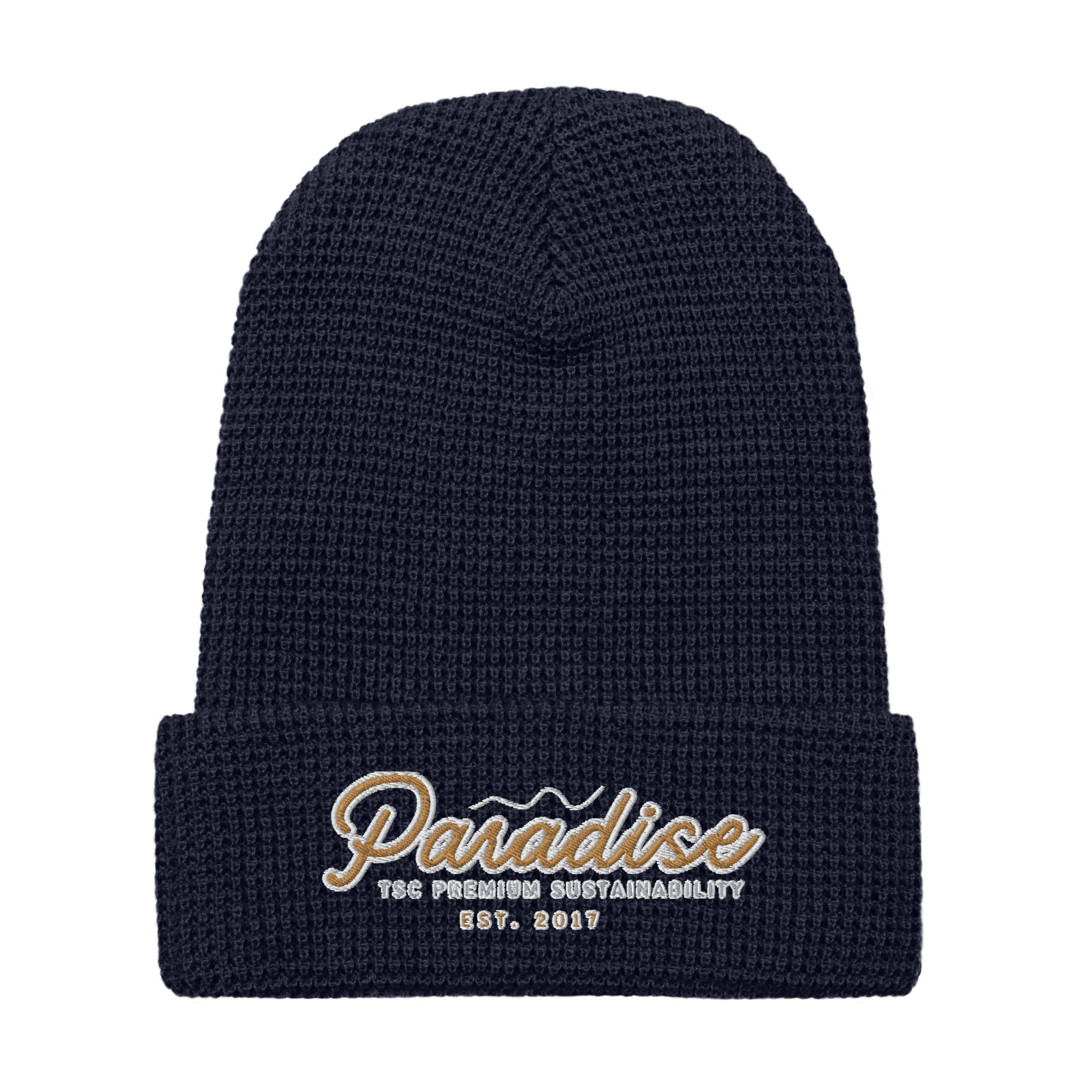 Premium Paradise Waffle Beanie | Embroidered Cap