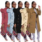 Women's Pure Color Long Trench Coat - All-Match Style