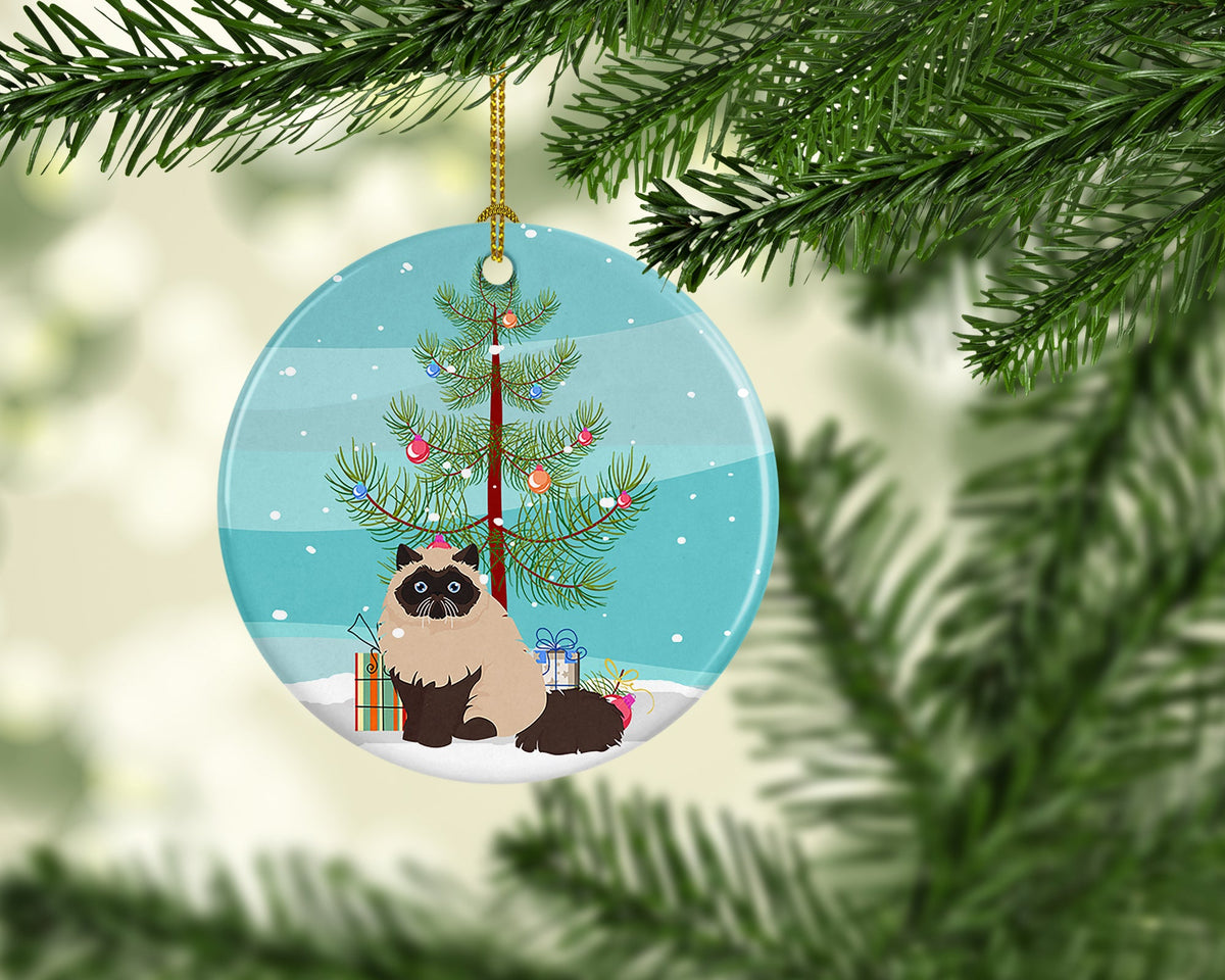 Colorpoint Persian Hymalayan Cat Christmas Ceramic Ornament