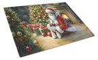 Fox Terrier and Santa Claus Glass Cutting Board