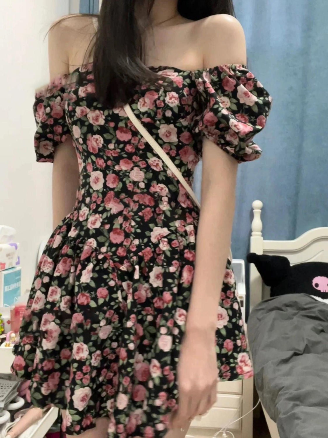 Ronje Daisy Floral Chiffon Dress with Cutout Waist