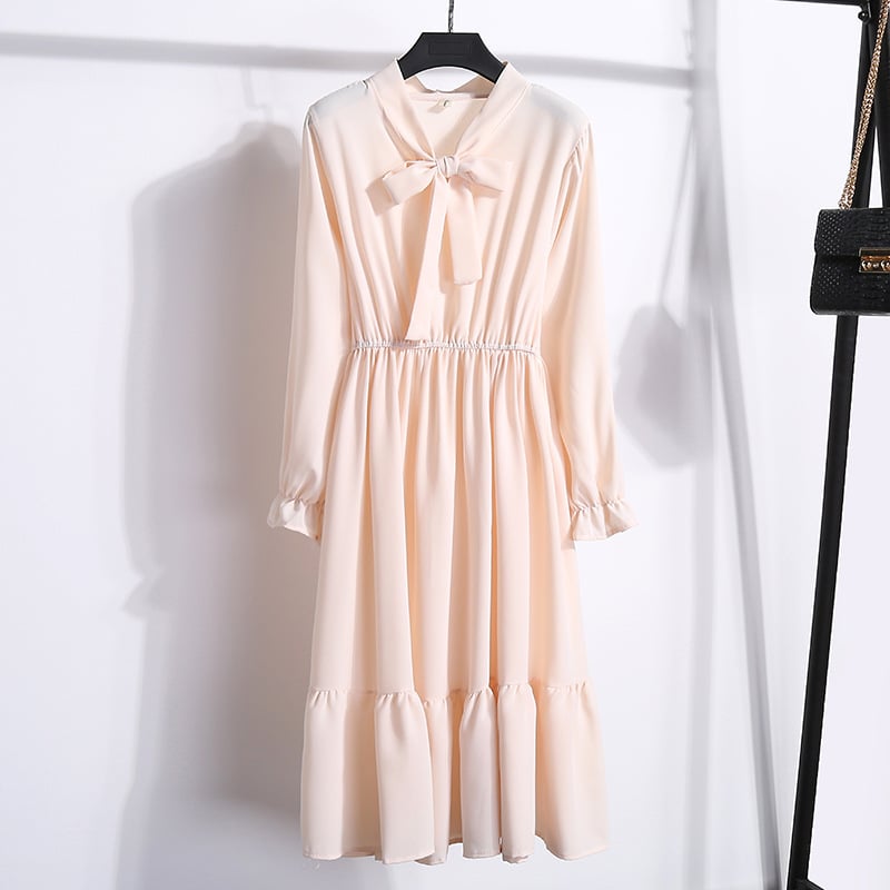Spring Floral Chiffon Dress for Women (Korean Style)