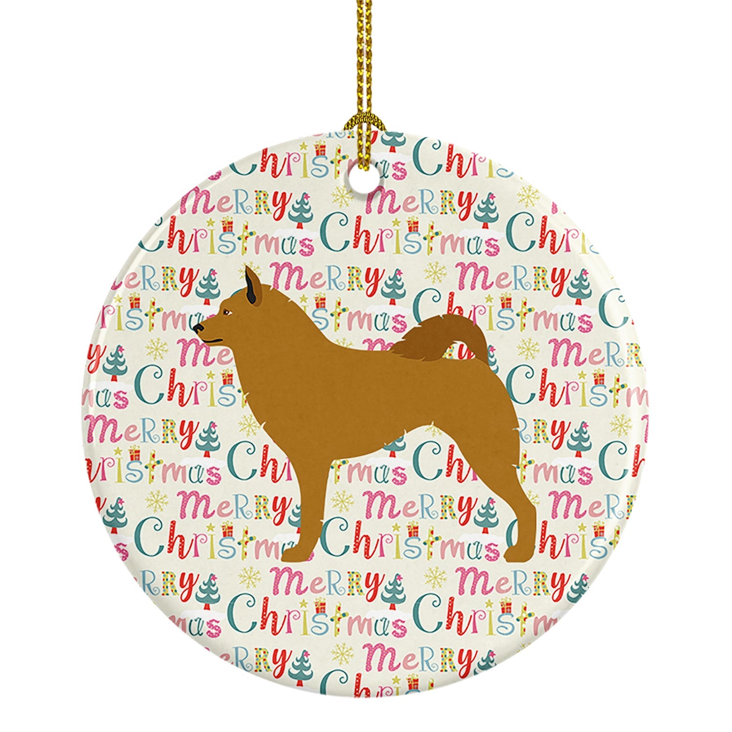 Finnish Spitz Merry Christmas Ceramic Ornament