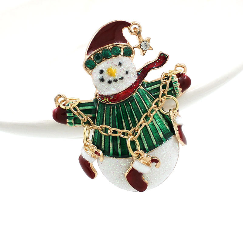 High-Quality Cartoon Santa Brooch for Christmas Gifts