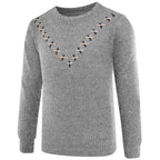 Knitted Sweater with Men's Chest Ribbon Embellishment