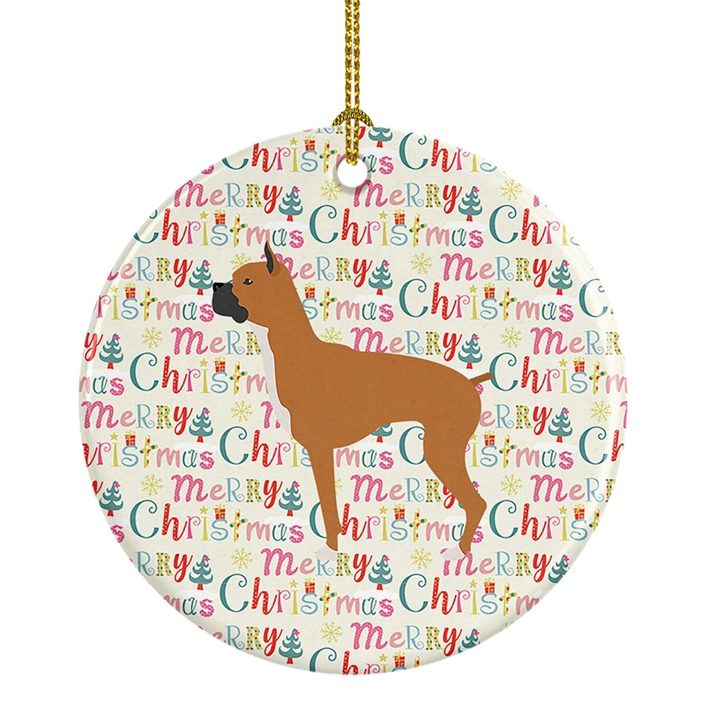 Boxer Merry Christmas Ceramic Ornament