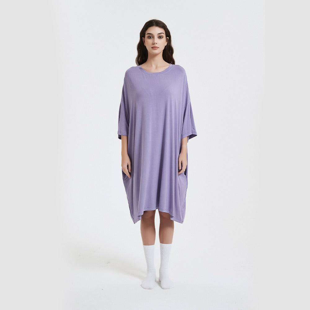 Short Sleeve Printed Cotton Nightgown for Women