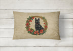 Schipperke Christmas Flowers Throw Pillow
