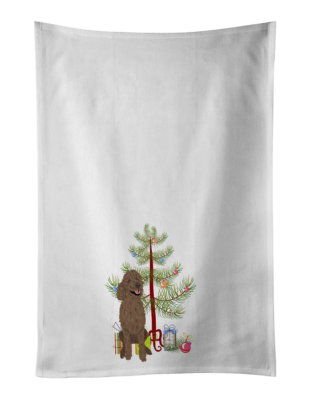 Poodle Standard Brown Christmas Kitchen Towel Set of 2