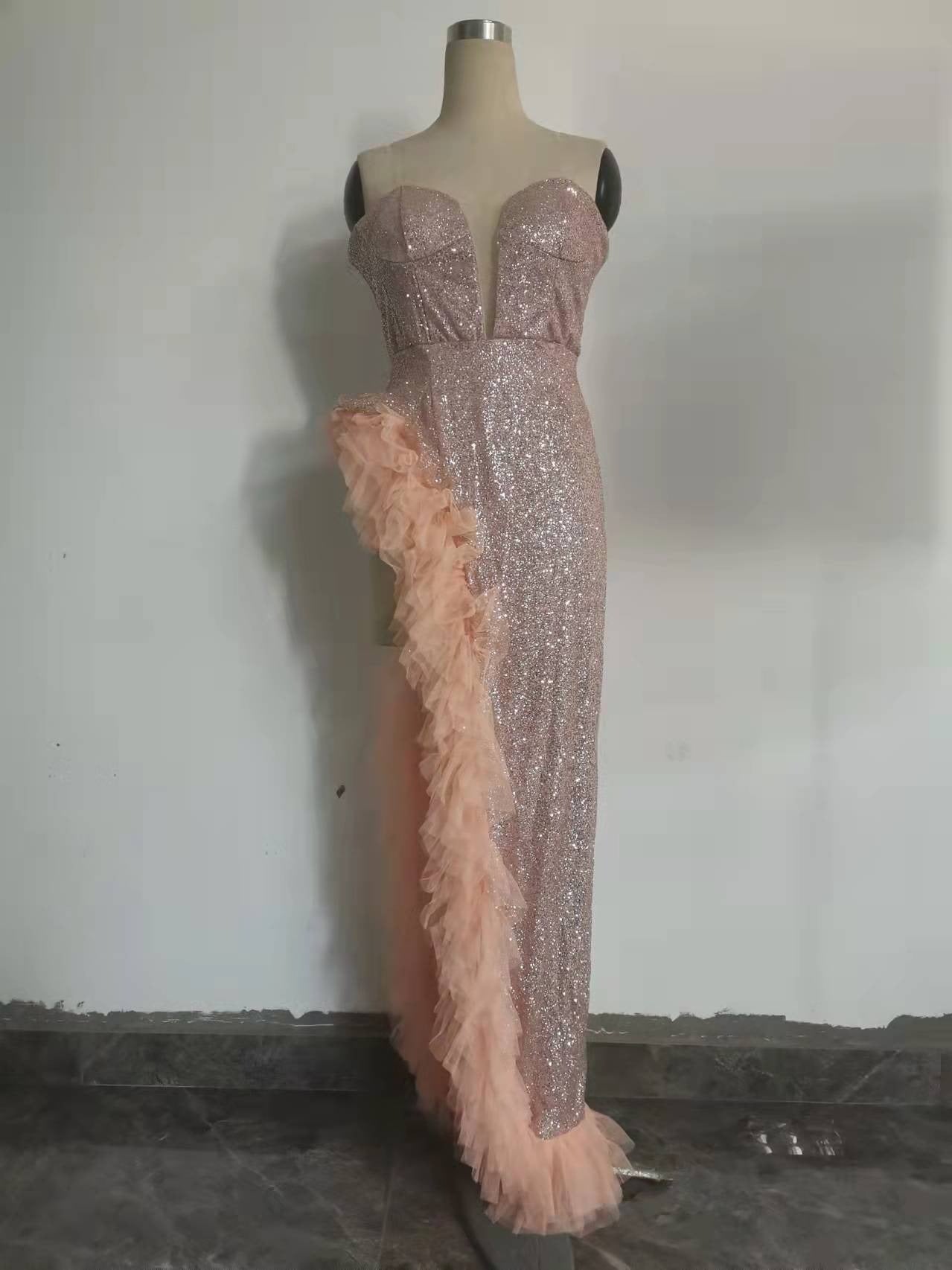 Sexy Sequined Tube Top Dress