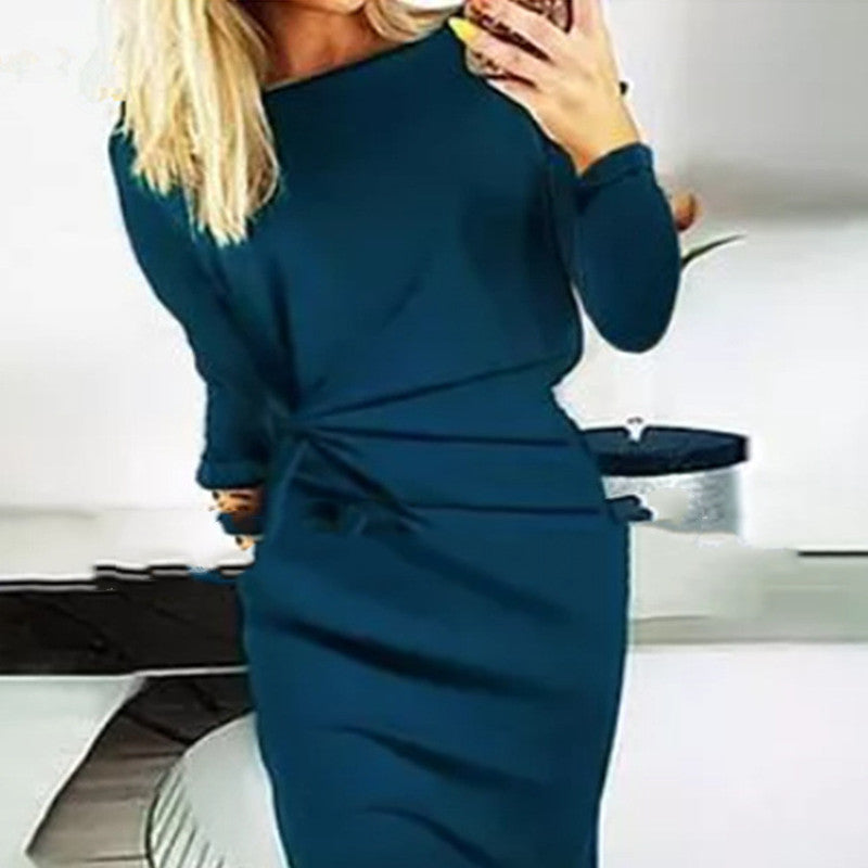 Round Neck Long Sleeve Pullover Dress | Streetwear