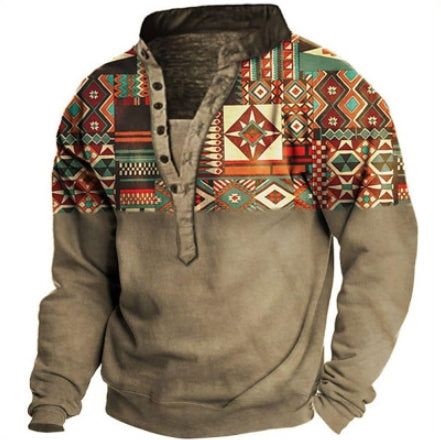 Men's Casual Long Sleeve Pullover with Chest Buttons | Streetwear