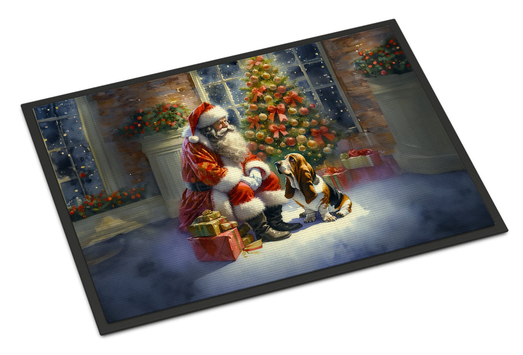 Basset Hound and Santa Claus Doormat