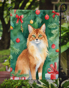 Somali Cat By the Christmas Tree Garden Flag