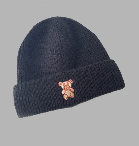 All-Match Bear Knit Hat | Embroidered Cap