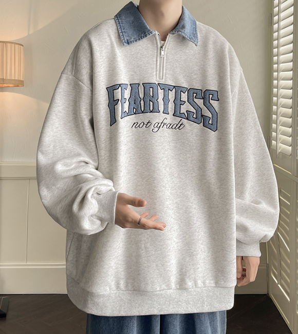 Loose National Tide Brand Half-Zip Sweater
