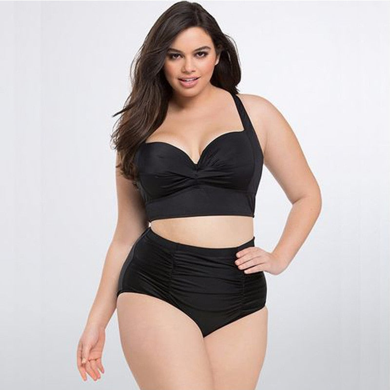 Plus Size High Waist Retro Women's Swimsuit Bikini