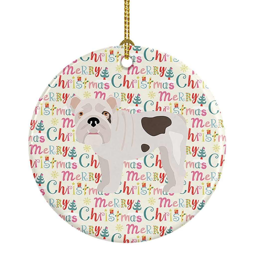 English Bulldog #2 Merry Christmas Ceramic Ornament