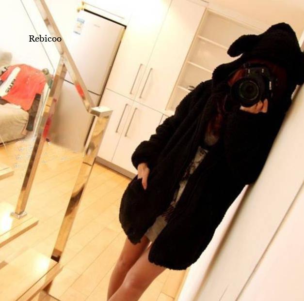 Cute Women's Faux Fur Coat with Bear Ears - Winter Hoodie | Streetwear