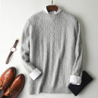 High-end Thick Solid Color Round Neck Jacquard Sweater