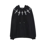 Men's Hooded Sweater with Cross Rhinestone Print