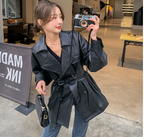Versatile Loose Belt Small Leather Jacket