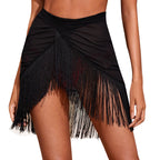 Ladies Fringe Mesh Beach Cover-Up Skirt