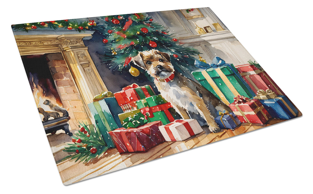 Border Terrier Cozy Christmas Glass Cutting Board
