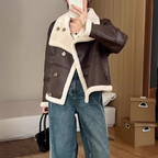 Grain Leather Coat