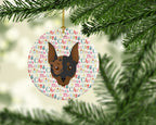 Harlequin Pinscher #2 Merry Christmas Ceramic Ornament